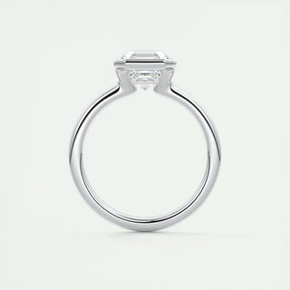 2.03 CT Asscher Half Bezel Solitaire Moissanite Engagement Ring 8