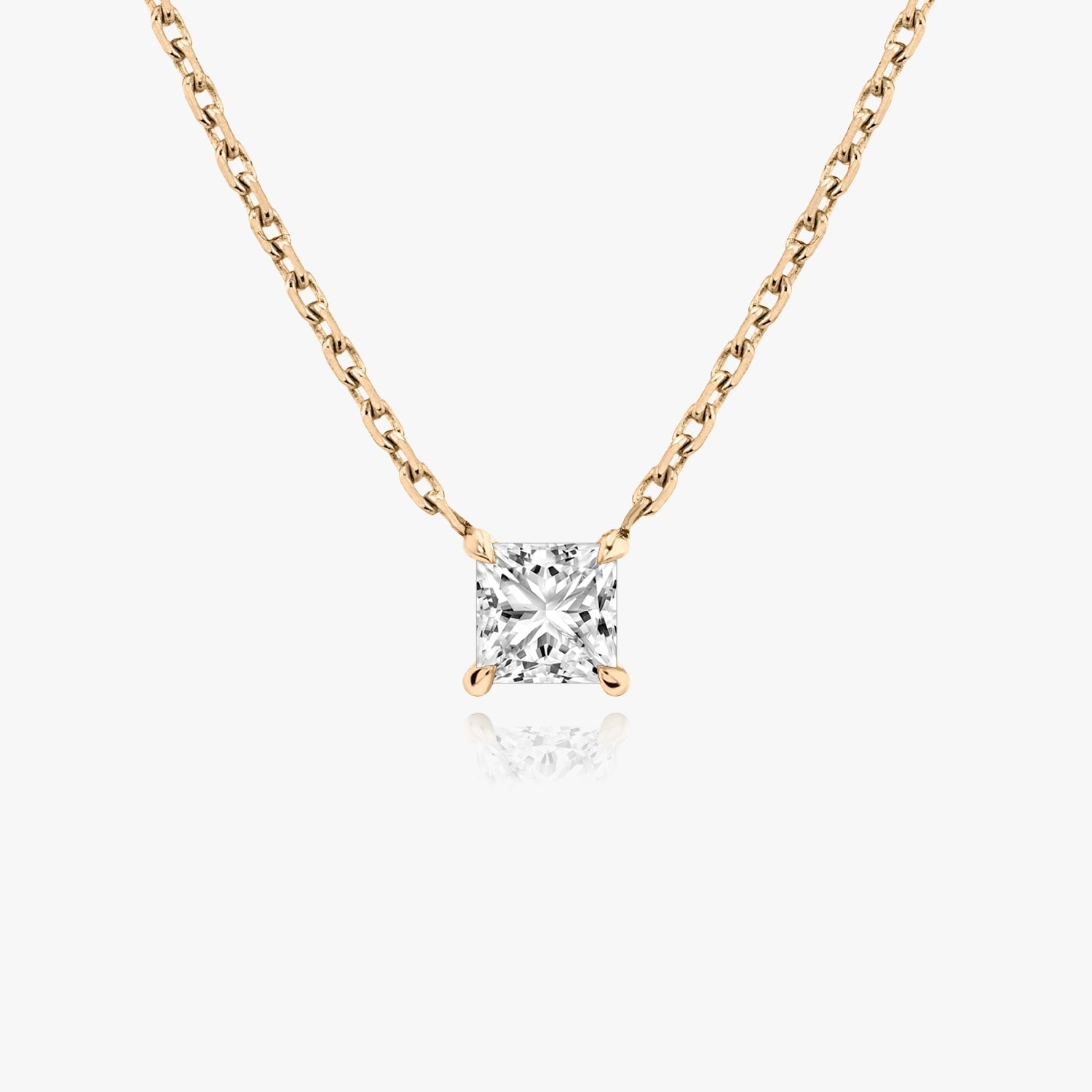 0.25 CT-1.0 CT Princess Solitaire CVD F/VS Diamond Necklace 8