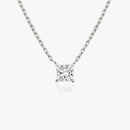 0.25 CT-1.0 CT Princess Solitaire CVD F/VS Diamond Necklace 1