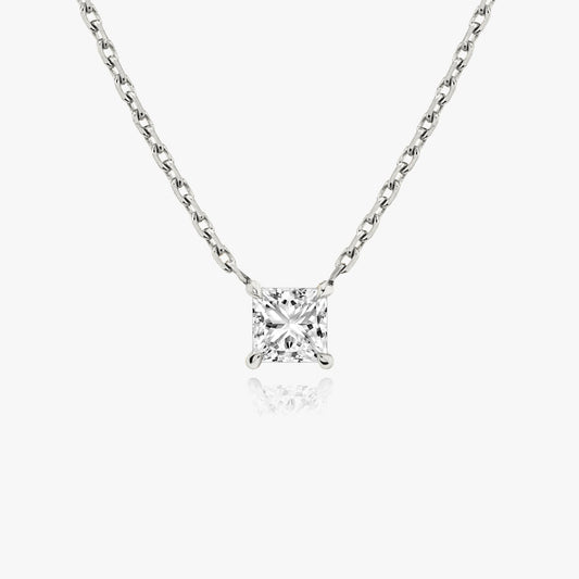 0.25 CT-1.0 CT Princess Solitaire CVD F/VS Diamond Necklace 1