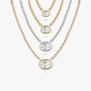 0.25 CT-1.0 CT Oval Bezel Solitaire CVD F/VS Diamond Necklace 11