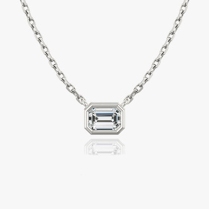 0.25 CT-1.0 CT Emerald Bezel Solitaire CVD F/VS Diamond Necklace 1