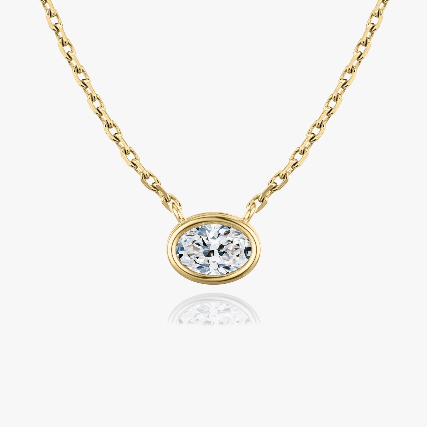 0.25 CT-1.0 CT Oval Bezel Solitaire CVD F/VS Diamond Necklace 4