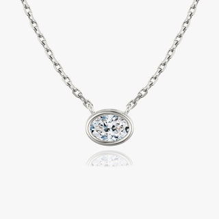 0.25 CT-1.0 CT Oval Bezel Solitaire CVD F/VS Diamond Necklace 1