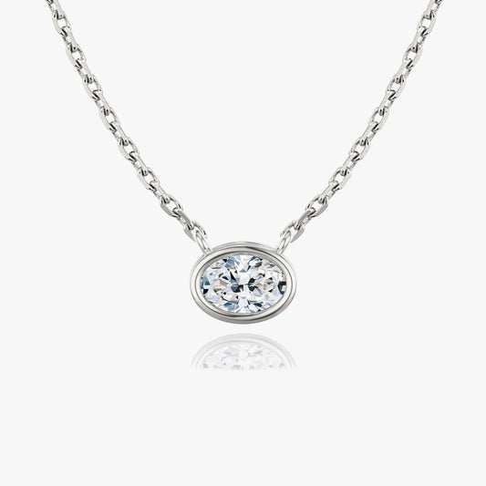 0.25 CT-1.0 CT Oval Bezel Solitaire CVD F/VS Diamond Necklace 1