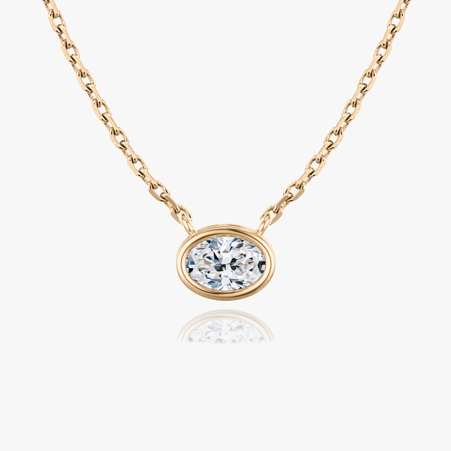 0.25 CT-1.0 CT Oval Bezel Solitaire CVD F/VS Diamond Necklace 8