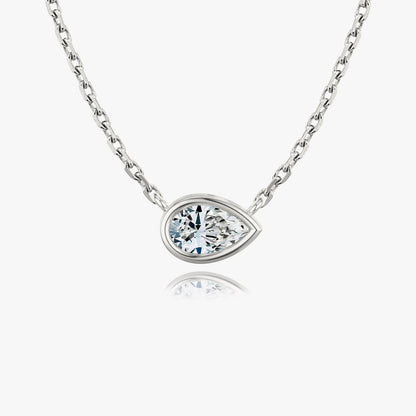 0.25 CT-1.0 CT Pear Bezel Solitaire CVD F/VS Diamond Necklace 1