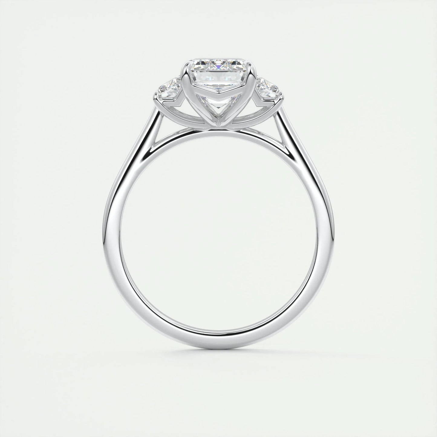 1.91 CT Emerald Cut Three Stone Moissanite Engagement Ring 8