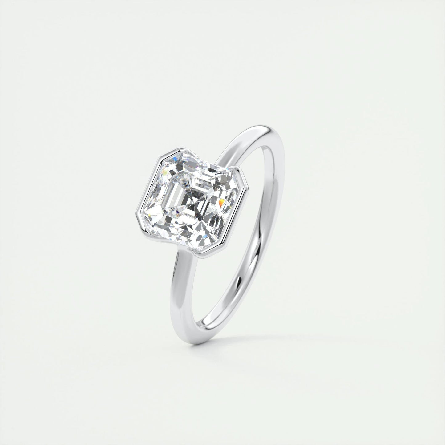 2 CT Asscher Half Bezel CVD F/VS1 Diamond Engagement Ring 5