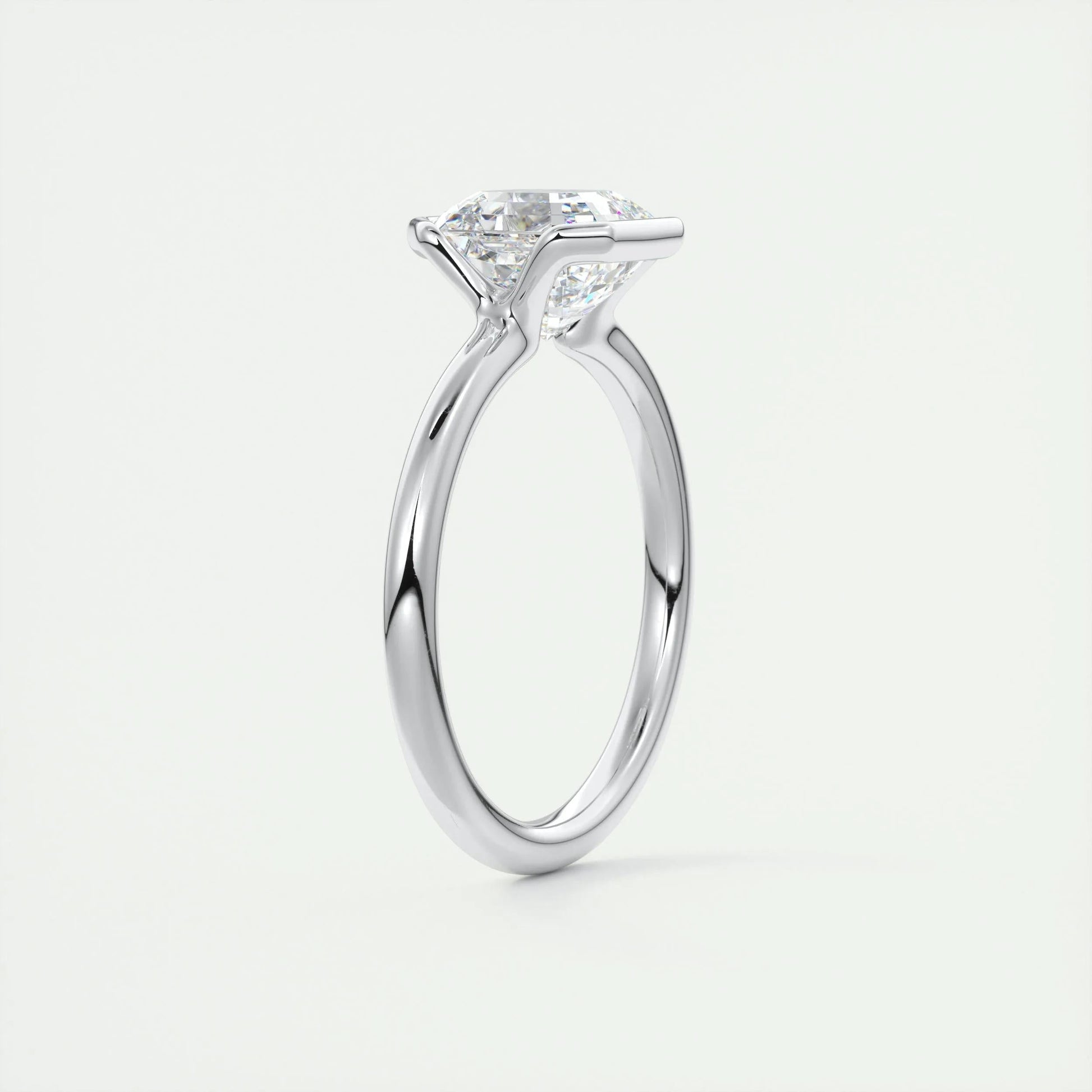 2 CT Asscher Half Bezel CVD F/VS1 Diamond Engagement Ring 7
