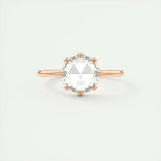 1.47 CT Round Rose Cut  Solitaire Double Prong Moissanite Engagement Ring 16