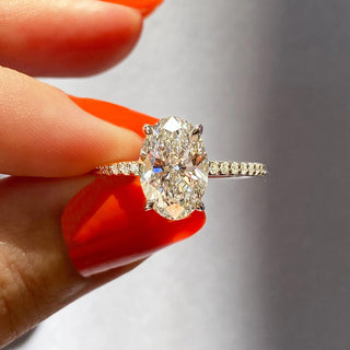 2 CT Oval Cut Pave CVD F/VS1 Diamond Engagement Ring 23