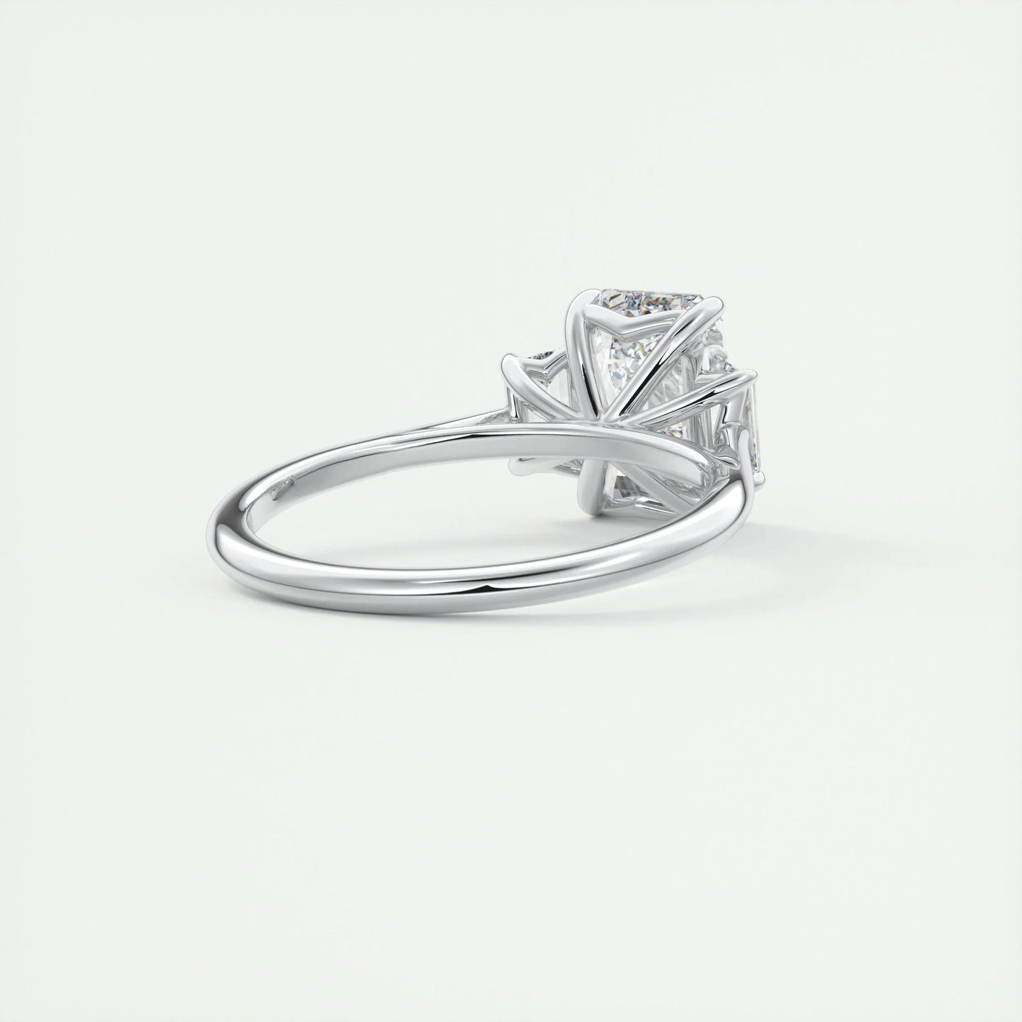 1.91 CT Emerald Cut Three Stone Moissanite Engagement Ring 4