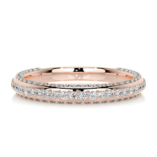 0.75 CT Round Triple Row CVD EF/VVS Diamond Wedding Band 12