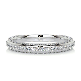0.75 CT Round Triple Row CVD EF/VVS Diamond Wedding Band 6