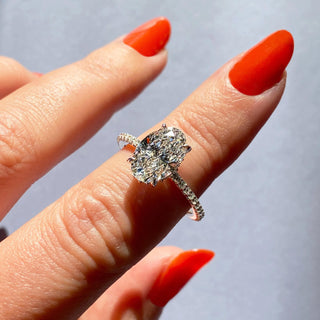 2 CT Oval Cut Pave CVD F/VS1 Diamond Engagement Ring 24