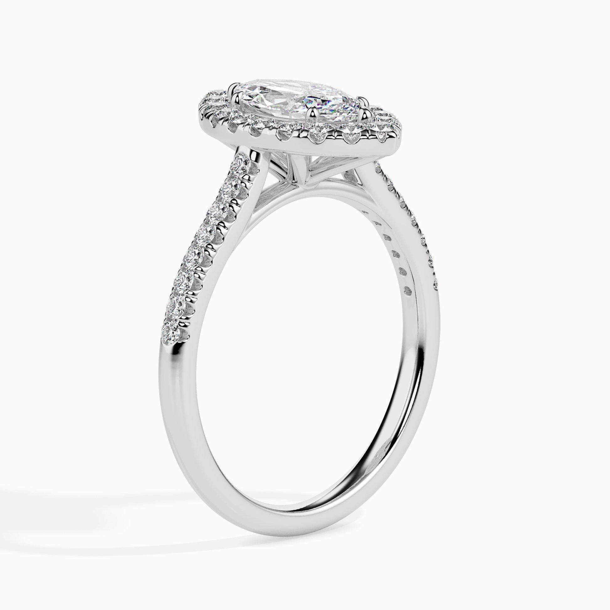1 CT Marquise Halo CVD F/VS Diamond Engagement Ring 6