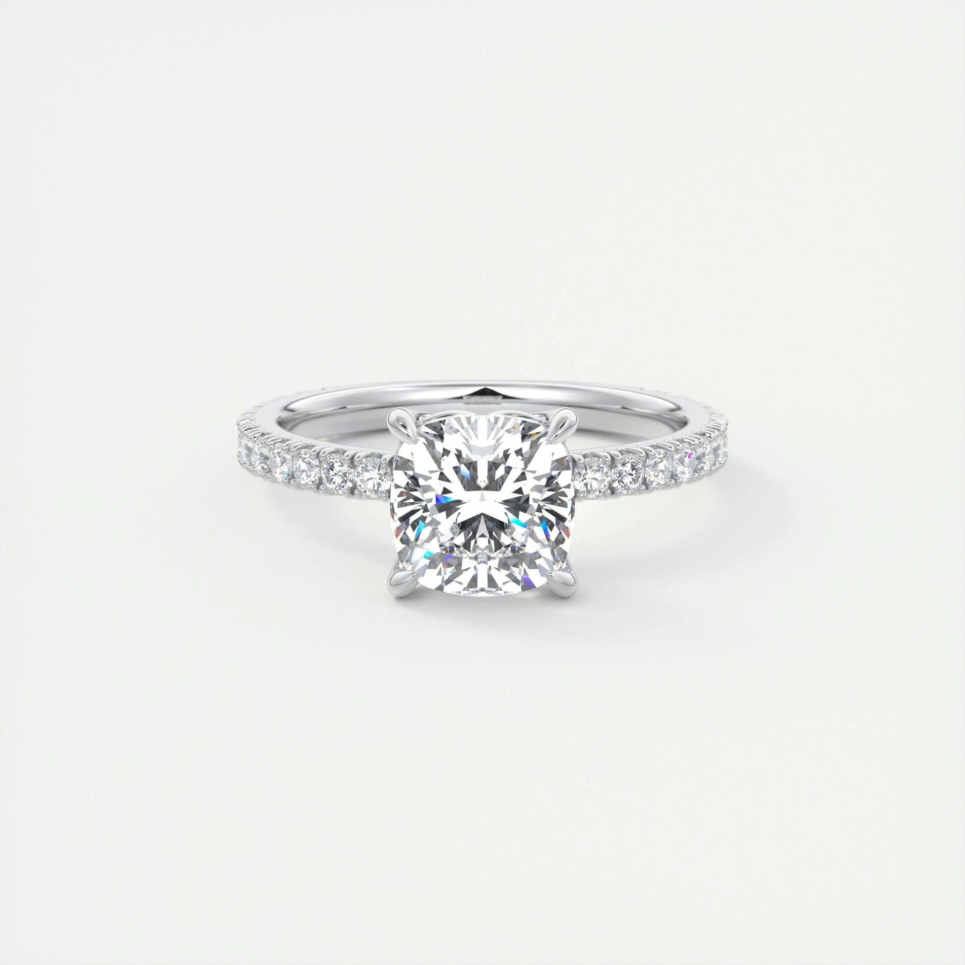 2.15 CT Cushion Cut Solitaire Pave Moissanite Engagement Ring 1