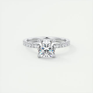 2.15 CT Cushion Cut Solitaire Pave Moissanite Engagement Ring 1
