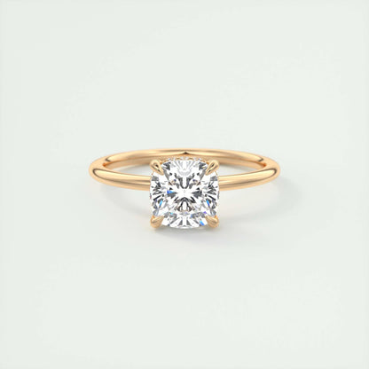 2.15 CT Cushion Solitaire Hidden Halo Moissanite Engagement Ring 15