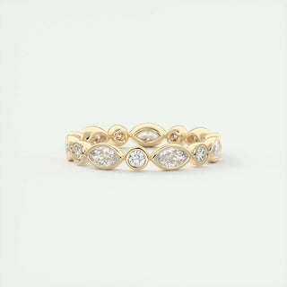 0.98 Marquise and Round Bezel Moissanite Bridal Wedding Band 6