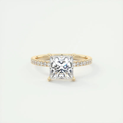 2.08 CT Princess Solitaire Pave Moissanite Engagement Ring 8