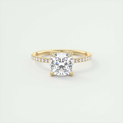 2.15 CT Cushion Cut Solitaire Pave Moissanite Engagement Ring 8