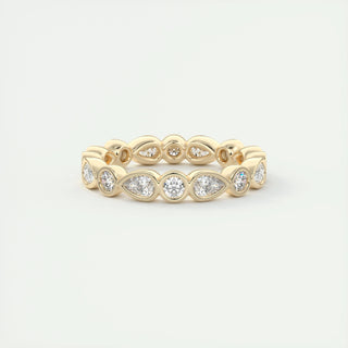 1.28 Pear and Round Bezel  Moissanite Bridal Wedding Band 6