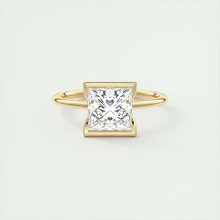 2.08 CT Princess Solitaire  Half Bezel Moissanite Engagement Ring 8