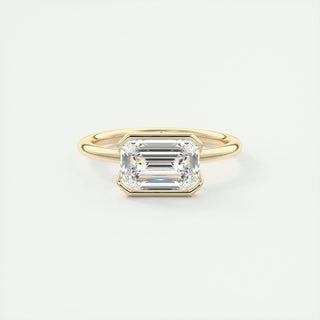 1.91 CT Emerald Half Bezel Solitaire Moissanite Engagement Ring 24