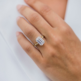 4.10 CT Emerald Cut Milgrain Pave Moissanite Engagement Ring 1