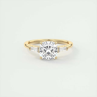 2 CT Cushion Three Stone CVD F/VS1 Diamond Engagement Ring 8