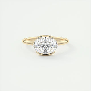1.91 CT Oval Half Bezel Solitaire Moissanite Engagement Ring 8