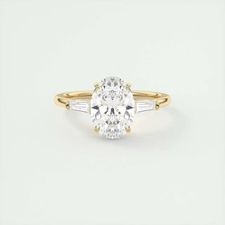 2 CT Oval Three Stone CVD F/VS1 Diamond Engagement Ring 8