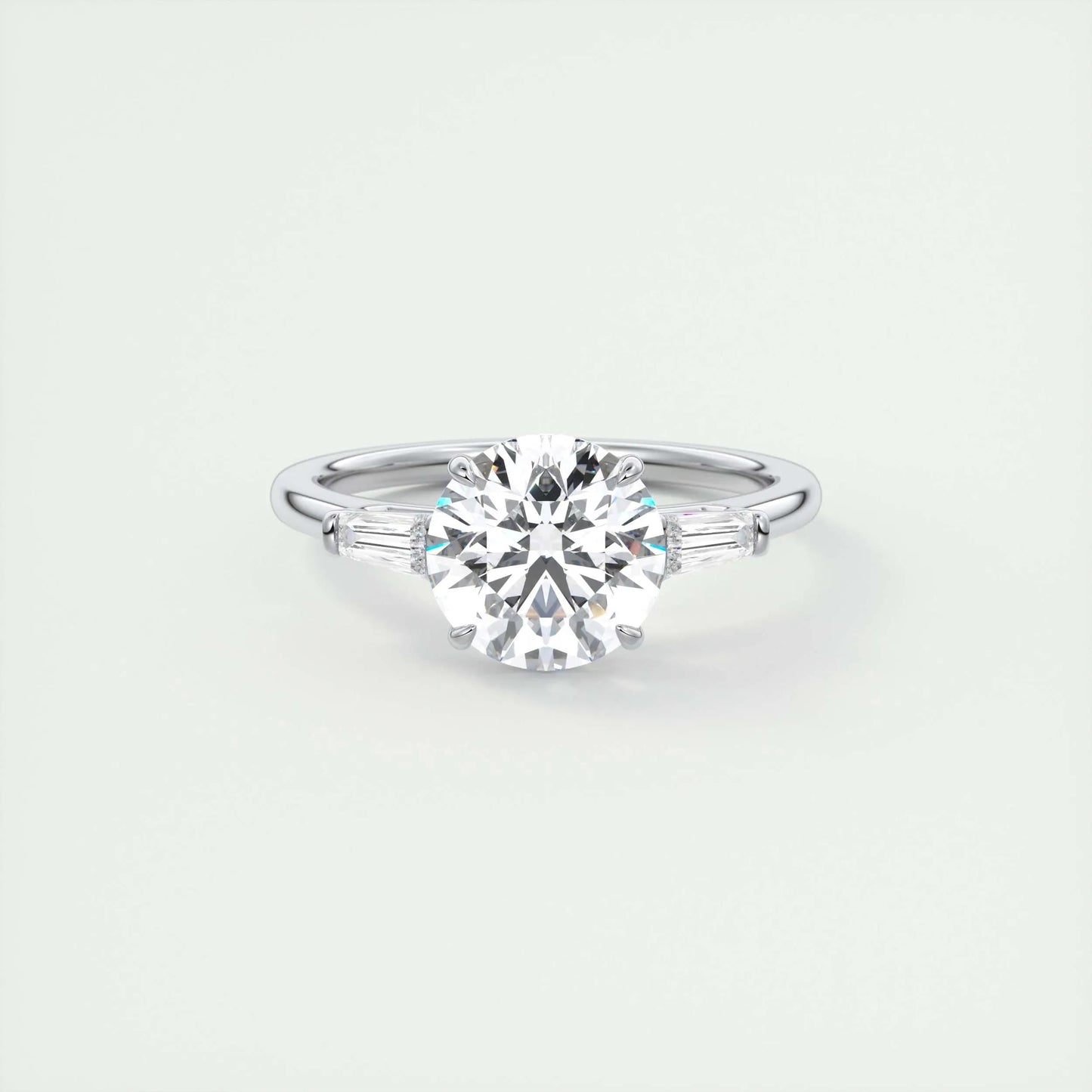 2.0 CT Round Cut Three Stone Moissanite Engagement Ring 1