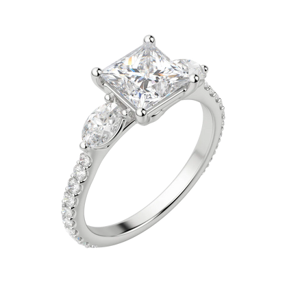 2.78 CT Princess 3 Stone Moissanite Engagement Ring 5