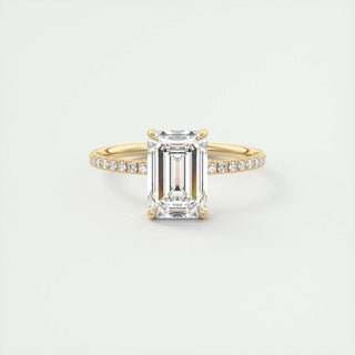 1.91 CT Emerald Cut Solitaire Pave Moissanite Engagement Ring 8