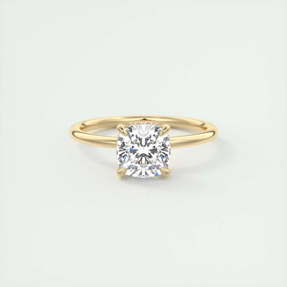 2.15 CT Cushion Solitaire Hidden Halo Moissanite Engagement Ring 8