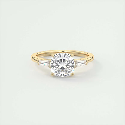 2.15 CT Cushion Cut Three Stone Moissanite Engagement Ring 7