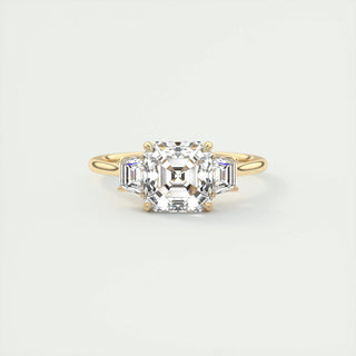 2.03 CT Asscher Cut Three Stone Moissanite Engagement Ring 9