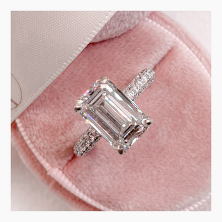 4.5 CT Emerald Cut Pave CVD G/VS Diamond Engagement Ring 4