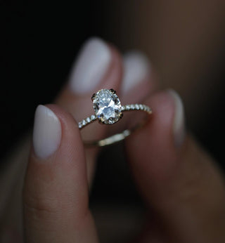 1.21 CT Oval Cut Pave CVD E/VS1 Diamond Engagement Ring 1