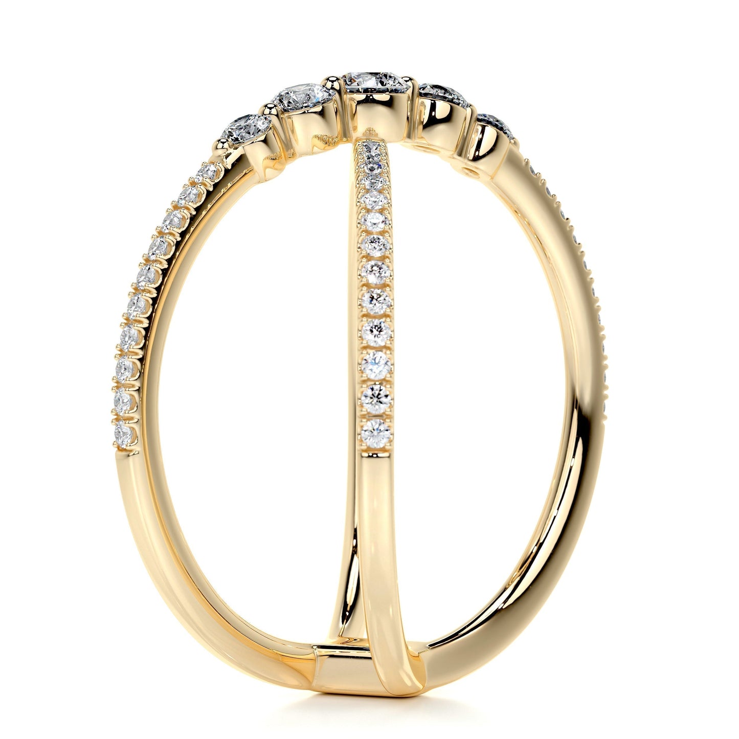 0.42 CT Round Criss Cross CVD EF/VVS Diamond Wedding Band 12