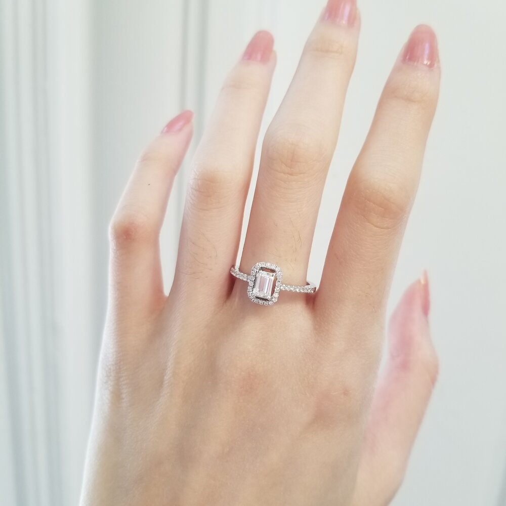 0.50 CT Emerald Halo CVD F/VS1 Diamond Engagement Ring 2