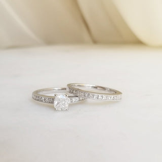 0.54 CT Cushion Cut Pave CVD F/VS2 Diamond Engagement Ring 6