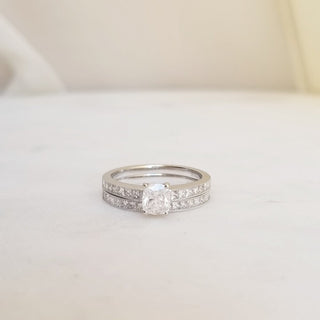 0.54 CT Cushion Cut Pave CVD F/VS2 Diamond Engagement Ring 5