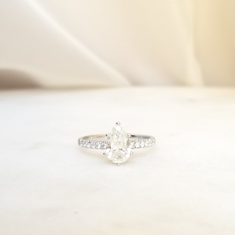 1.01 CT Pear Solitaire CVD E/VS1 Diamond Engagement Ring 1