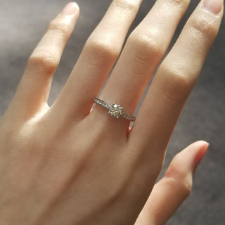 0.50 CT Round Cut Pave CVD E/VS1 Diamond Engagement Ring 3