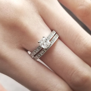 0.54 CT Cushion Cut Pave CVD F/VS2 Diamond Engagement Ring 7