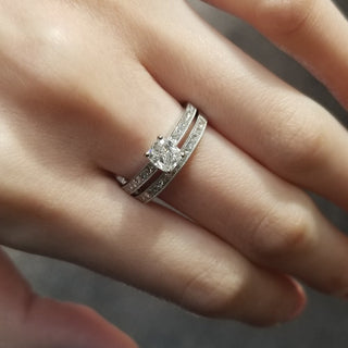 0.54 CT Cushion Cut Pave CVD F/VS2 Diamond Engagement Ring 8